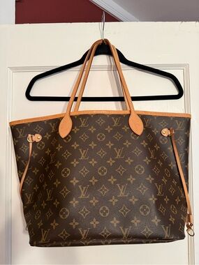 Louis Vuitton Monogram Canvas Never full Tote in Brown with Vachetta Trim